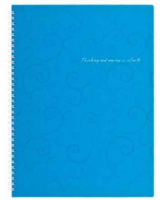 Блокнот Buromax Barocco, А4, 80 листов, пластик, голубой, спираль сбоку
