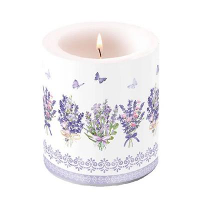 19319735 Свічка середньої величини Чудова лавандово-біла 10х10 см