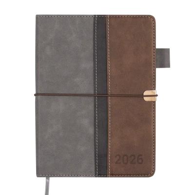 Щоденник датов. 2026 LIBERO, A5, сірий, штуч. шкіра/поролон