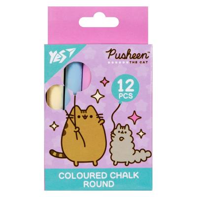 Крейда кольорова Yes "Pusheen" 12 шт, кругла