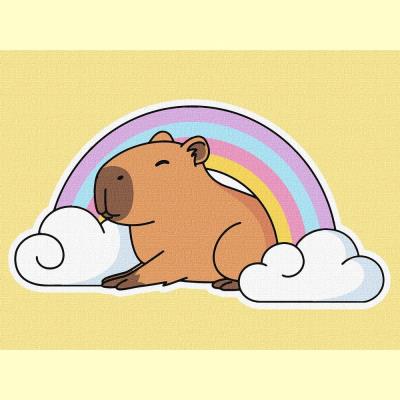 Набір для розпису по номерах для дітей "Капібара і веселка" 30х40см