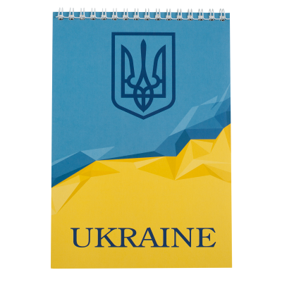 Блокнот на пружині зверху UKRAINE А5, 48 аркушів, клітинка, блакитний, картонна обкладинка, ВМ.24545104-14 (1/10) Блокнот на пружині зверху UKRAINE А5, 48 аркушів, клітинка, блакитний, картонна обкладинка, ВМ.24545104-14 (1/10)