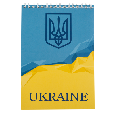 Блокнот на пружине сверху UKRAINE А5, 48 листов, клетка, голубой, картонная обложка, ВМ.24545104-14¶