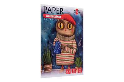 Набір акварельного паперу SANTI"Wonderland", А3,"Paper Watercolor Collection",12 арк.,200г