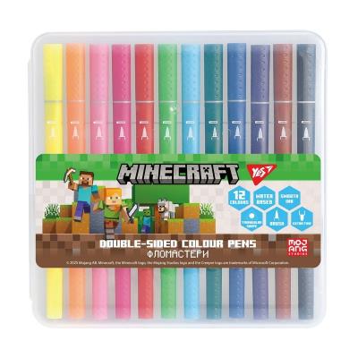 Фломастери двосторонні Yes 12 кольорів "Minecraft"