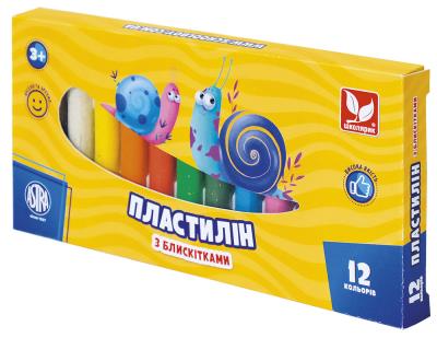 Пластилин круглый восковой с блестками 12 цветов, 303 107 001-ua Пластилин круглый восковой с блестками 12 цветов, 303 107 001-ua