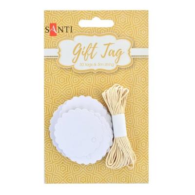 Набір тегів ажурних "Коло", 30 шт., білий