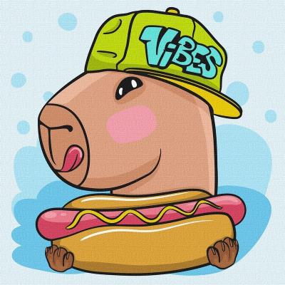 Набір для розпису по номерах для дітей "Капібара і хот дог" 30х30см