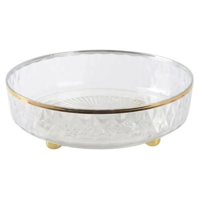 Блюдо LED TWIST CLEAR GOLD поворотне/ 27х8 см прозоре (B100076)