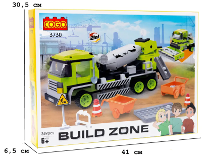 *Конструктор "Будівництво" (369 елм.) 2в1 Бетонозмішувач / COGO