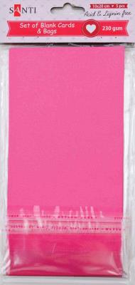Набір рожевих заготовок для листівок Santi, 10 см*20 см, 230 г/м2, 5 шт. (1/1/0/100)