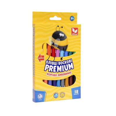 Карандаши восковые Премиум 18 цветов Карандаши восковые Премиум 18 цветов