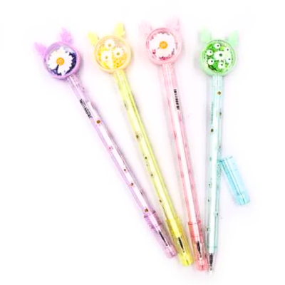 111 Ручка дитяча з іграшкою "Flowers" гелева, синя, mix, 12шт/етик.