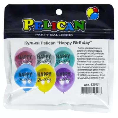 Кульки Pelican 12 (30см) "Happy Birthday" 10шт.