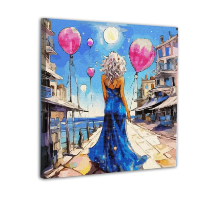 Картина за номерами з алмазною мозаїкою SANTI "Дівчина з кулькою", 40*40см