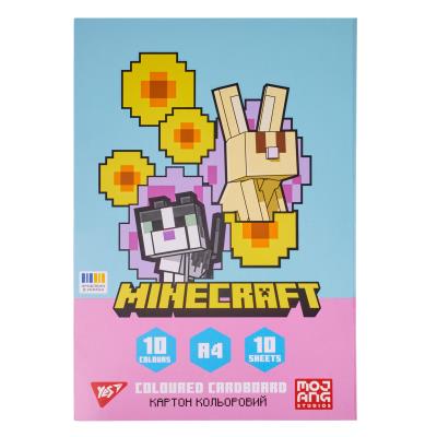 Картон кольоровий односторонній Yes "Minecraft.Spring", 10 аркушів, А4, папка