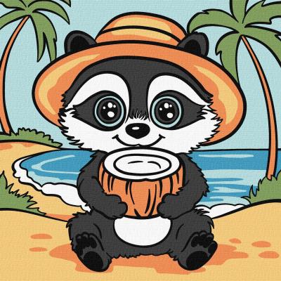 Набір для розпису по номерах для дітей "Єнот і кокос" 25х25см