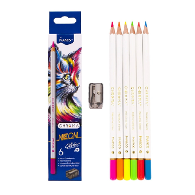 Олівці 6 кольорів (HB-8B) шестигранні, з чинкой Chroma,8032-6CB,ТМ"Marco" Олівці 6 кольорів (HB-8B) шестигранні, з чинкой Chroma,8032-6CB,ТМ"Marco"