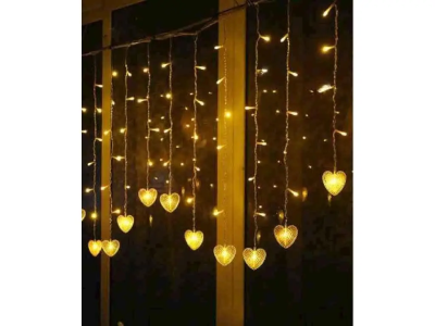 Штора-сердечка 12шт. 2,5м*0,8м, теплий білий Штора-сердечка 12шт. 2,5м*0,8м, теплий білий