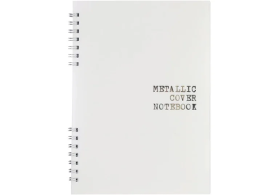 Блокнот А5, пласт. обкл., металік, бічна спіраль, 60 арк., клітинка, білий