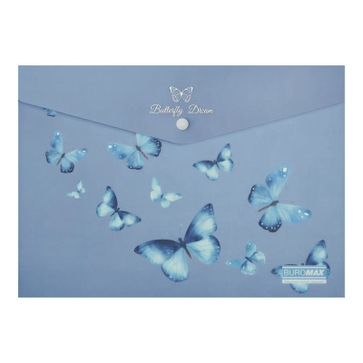 Папка конверт на кнопці ARABESKI, А4, матовий напівпрозорий, пластик, синій електрик