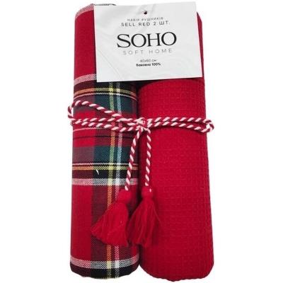 Кухонний текстиль SOHO Наб. руш. 40*60см бавовна 100% Sell Red стрічка 2 шт. (BS 45541A/1)
