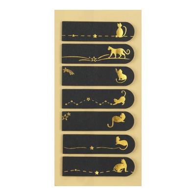 Закладки паперові BLACK, з клейким шаром, 45x12 мм, 7 диз. по 25 арк., тиснення золотою фольгою, KID