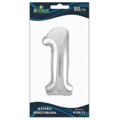 Фольгована кулька цифра "1" срібло 32"(80cm) Pelican 1шт. 5/1000