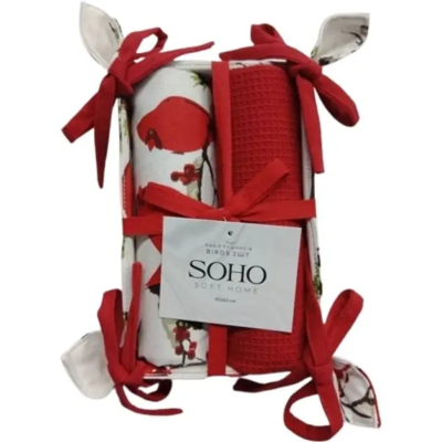 Кухонний текстиль SOHO Наб. руш. 40*60см бавовна 100% Birds 2шт. (BS 88005D)