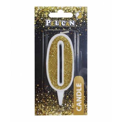 Свічка для торта цифра "0" ЗОЛОТО 7см, TM Pelican