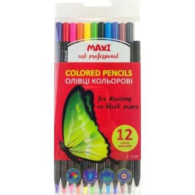 Олівці кольорові, 12 шт., круглі, для чорного та білого паперу