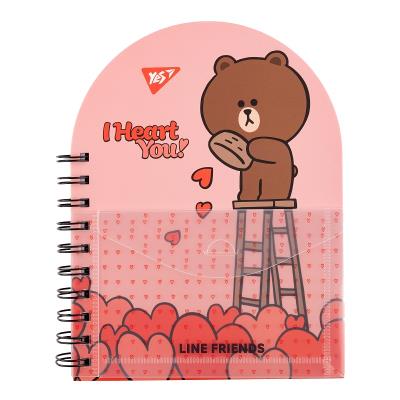 Блокнот YES В6+/100 подв. cпіраль з пласт. кишенею "Line Friends", крапка