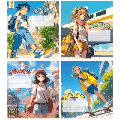 Зошит учнівський повноколірний 18 арк., клітинка. "Manga"