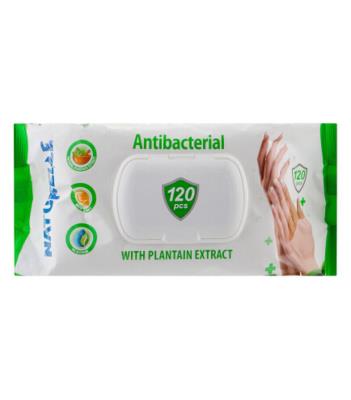 NATURELLE Вологі серветки 120 шт Antibacterial з екстрактом листя подорожника