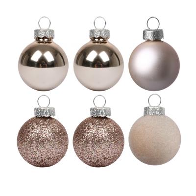 Набір новорічних куль Yes! Fun пластик 8см, 6 штук у тубусі, бежевий