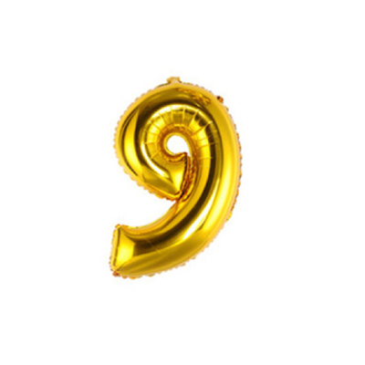 Кульки повітряні, фольговані, золото, 40", цифри, 9, Імп. (10/2000) Кульки повітряні, фольговані, золото, 40", цифри, 9, Імп. (10/2000)