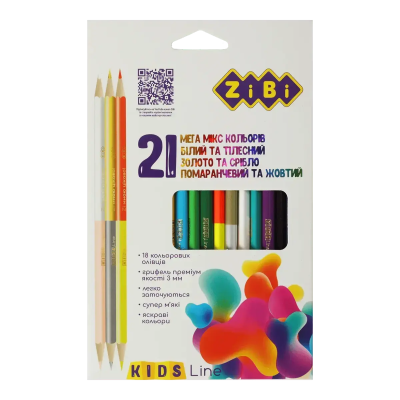 Олівці кольорові, 21 кол. (15 стандарт, 3 двосторон), тригранний Олівці кольорові, 21 кол. (15 стандарт, 3 двосторон), тригранний