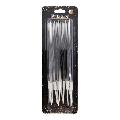 Свічки "Хвилька 12 штук" омбре чорно-біле #204 TM Pelican