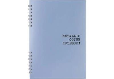 Блокнот А5, пласт. обкл., металік, бічна спіраль, 60 арк., клітинка, блакитний