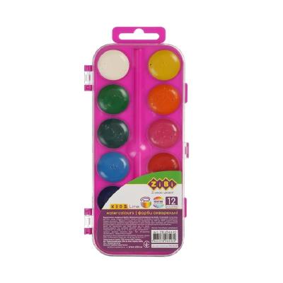 Краски аквар. 12 цв., пласт./корр. без/п, розовый Краски аквар. 12 цв., пласт./корр. без/п, розовый