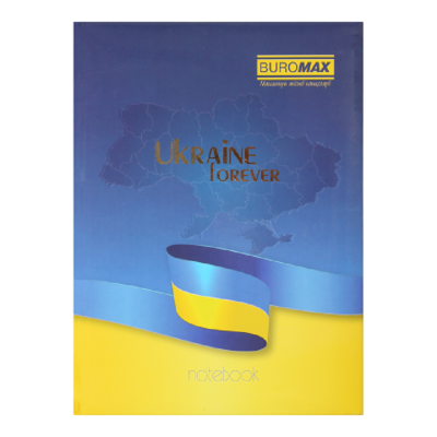 Записна книжка UKRAINE, А5, 80 арк., клітинка, тверда обкладинка, гл. ламінація з поролоном, блакитн