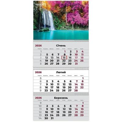 Календар настінний квартальний 2026 р.,3 пр. Waterfalls 1