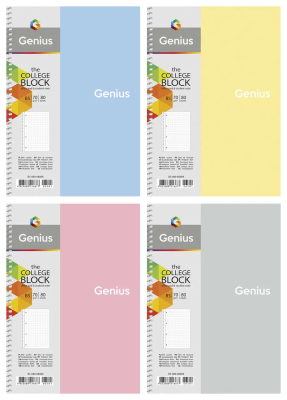 Коледж-блок, спiраль, В5/80арк., у клітинку, білий блок, 70г/м2, пластик, Genius B5-080-6800K Коледж-блок, спiраль, В5/80арк., у клітинку, білий блок, 70г/м2, пластик, Genius B5-080-6800K