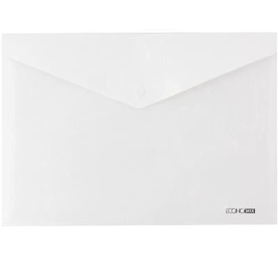 Папка-конверт В5 прозора на кнопці Economix, 180 мкм, фактура "глянець", біла (12/180)