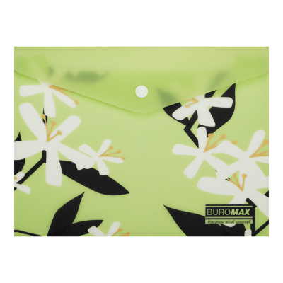 Папка конверт на кнопці ARABESKI, А5, матовий напівпрозорий, пластик, салатовий