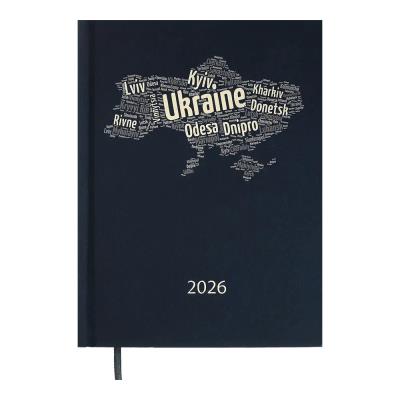 Щоденник датов. поліграфічний UKRAINE 2026 , A5, темно-синій