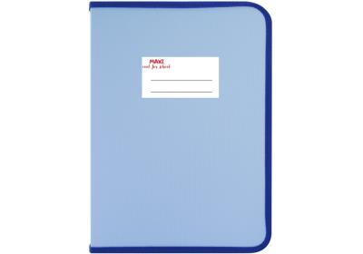 Папка-пенал пластикова на блискавці Maxi, А4, непрозора, фактура: тканина, пастельна блакитна