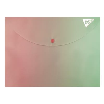 Папка-конверт YES А4 на кнопці "Fusion", рожево-зелена