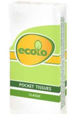 Хустинки паперові Ecolo, білі, 9x10 шт (1/) Хустинки паперові Ecolo, білі, 9x10 шт (1/)