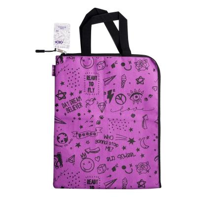 Папка А4 "ШКОЛА", 33x25x1 см, 2 руч., верт., котон та поліест., фіол.